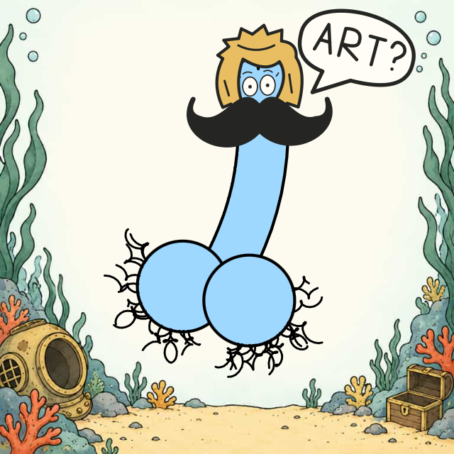 “Mustache you a question?”, a drawing by gaxx